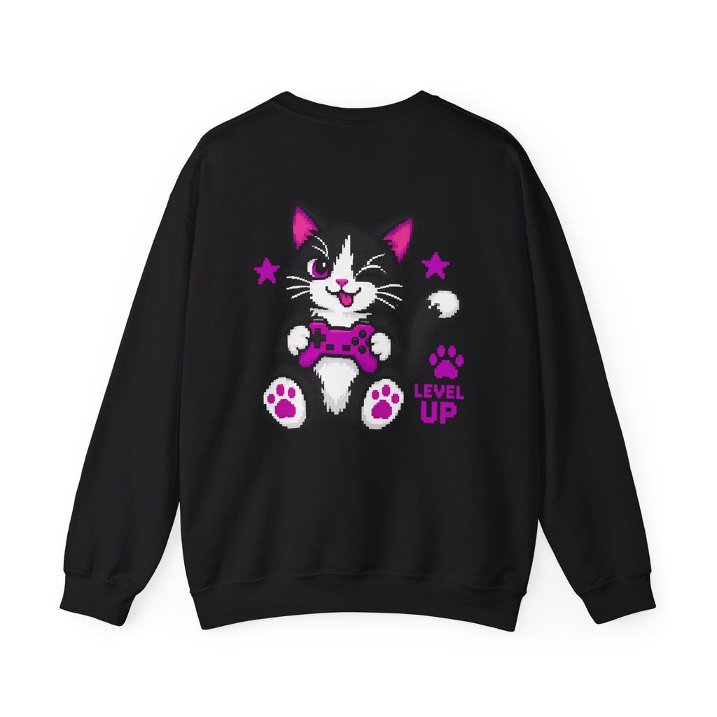 Level Up Cat Gamer Sweatshirt Back Printed