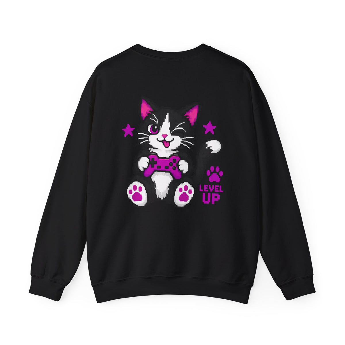 Level Up Cat Gamer Sweatshirt Back Printed