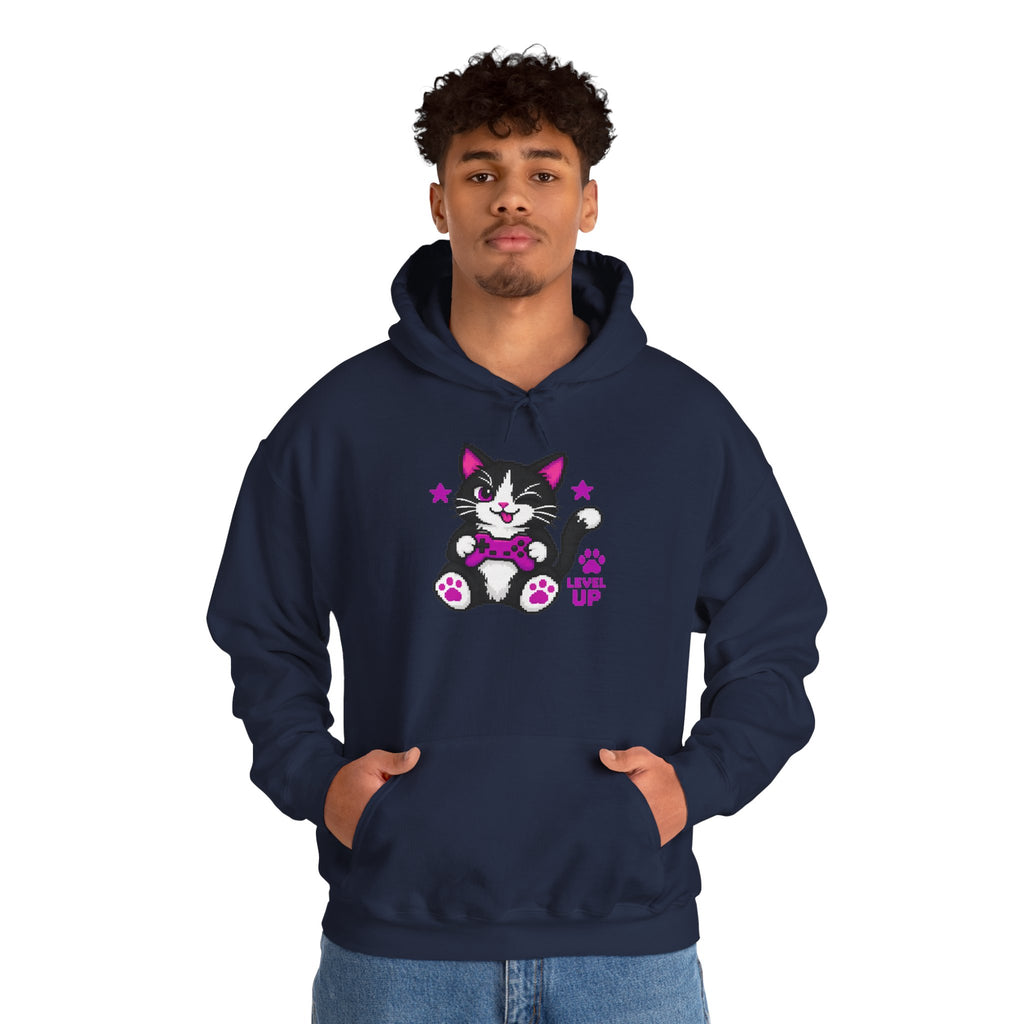 Cute Cat Hoodie - "Level Up"