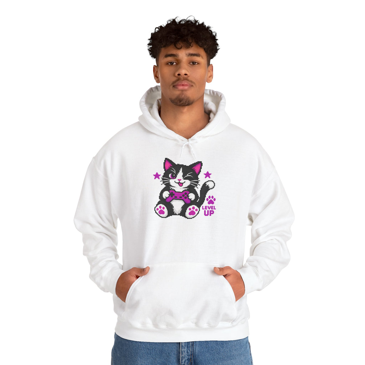 Cute Cat Hoodie - "Level Up"