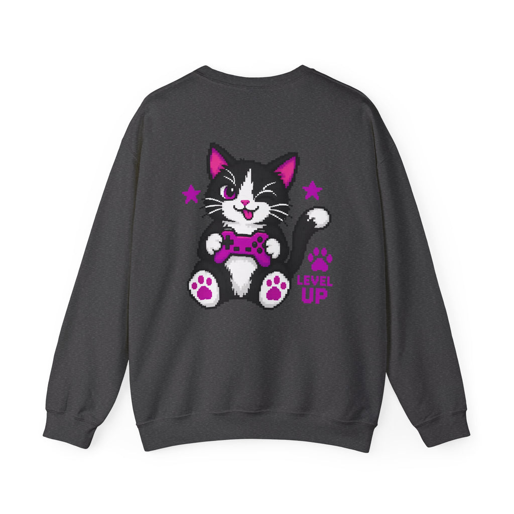 Level Up Cat Gamer Sweatshirt Back Printed