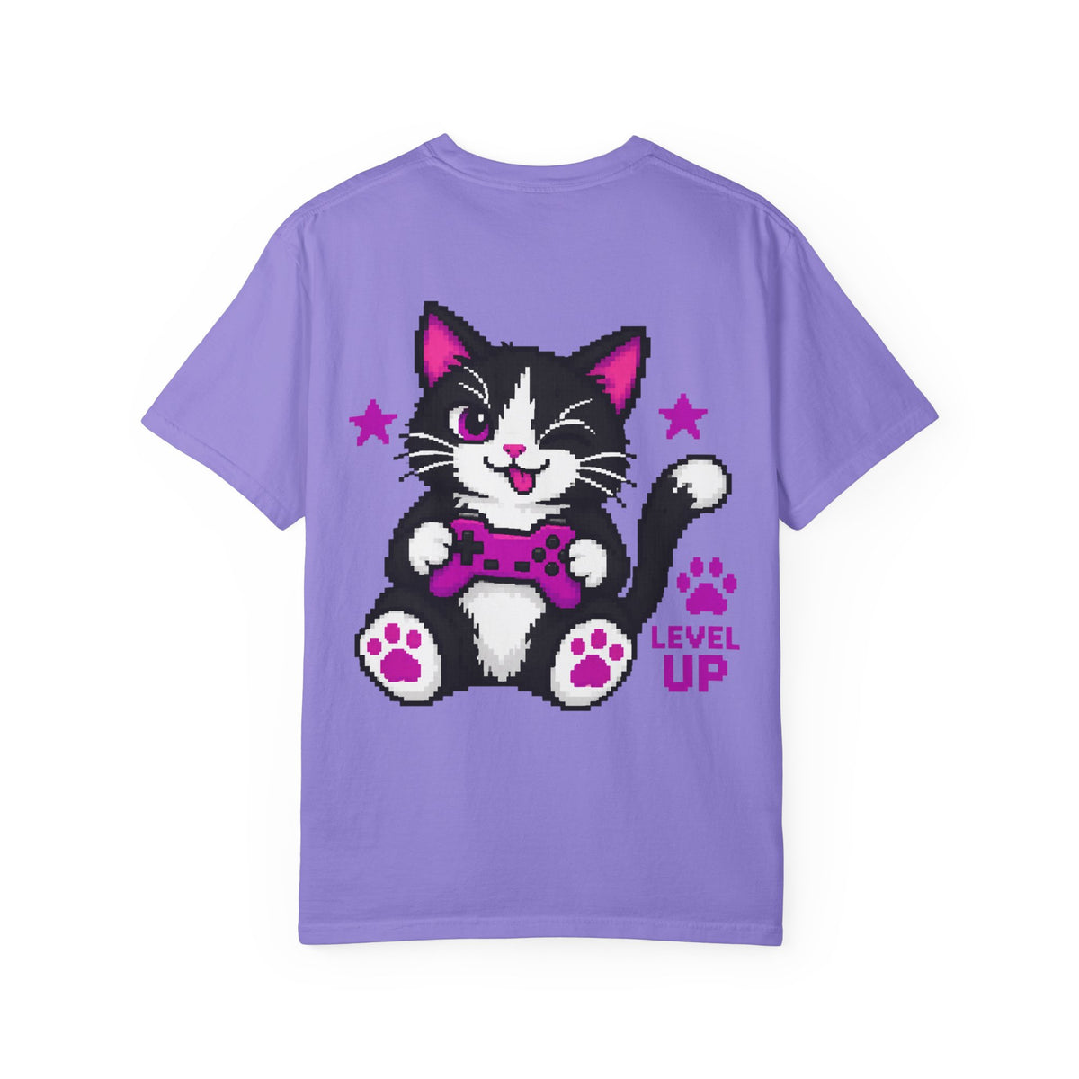Level Up Cat Gaming T-Shirt Back Printed