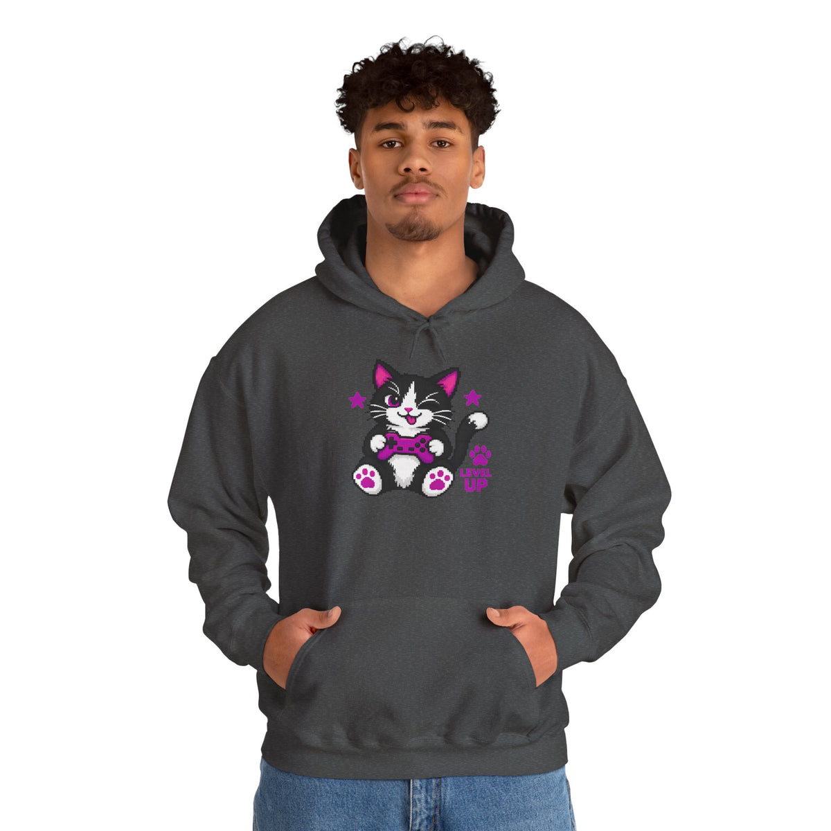 Cute Cat Hoodie - "Level Up"