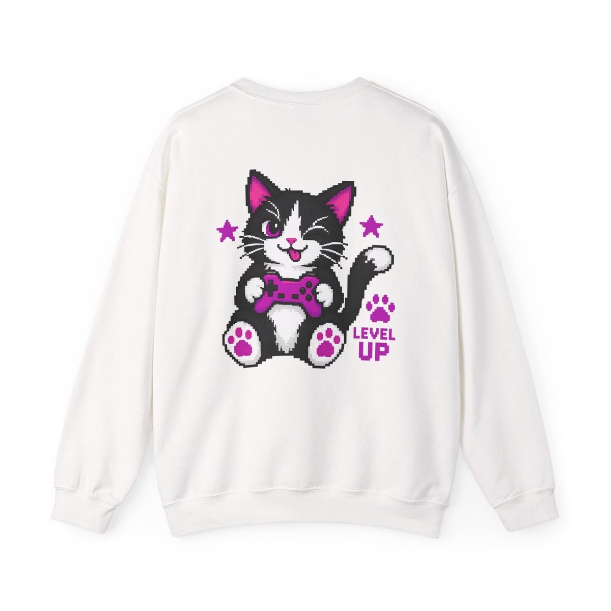 Level Up Cat Gamer Sweatshirt Back Printed