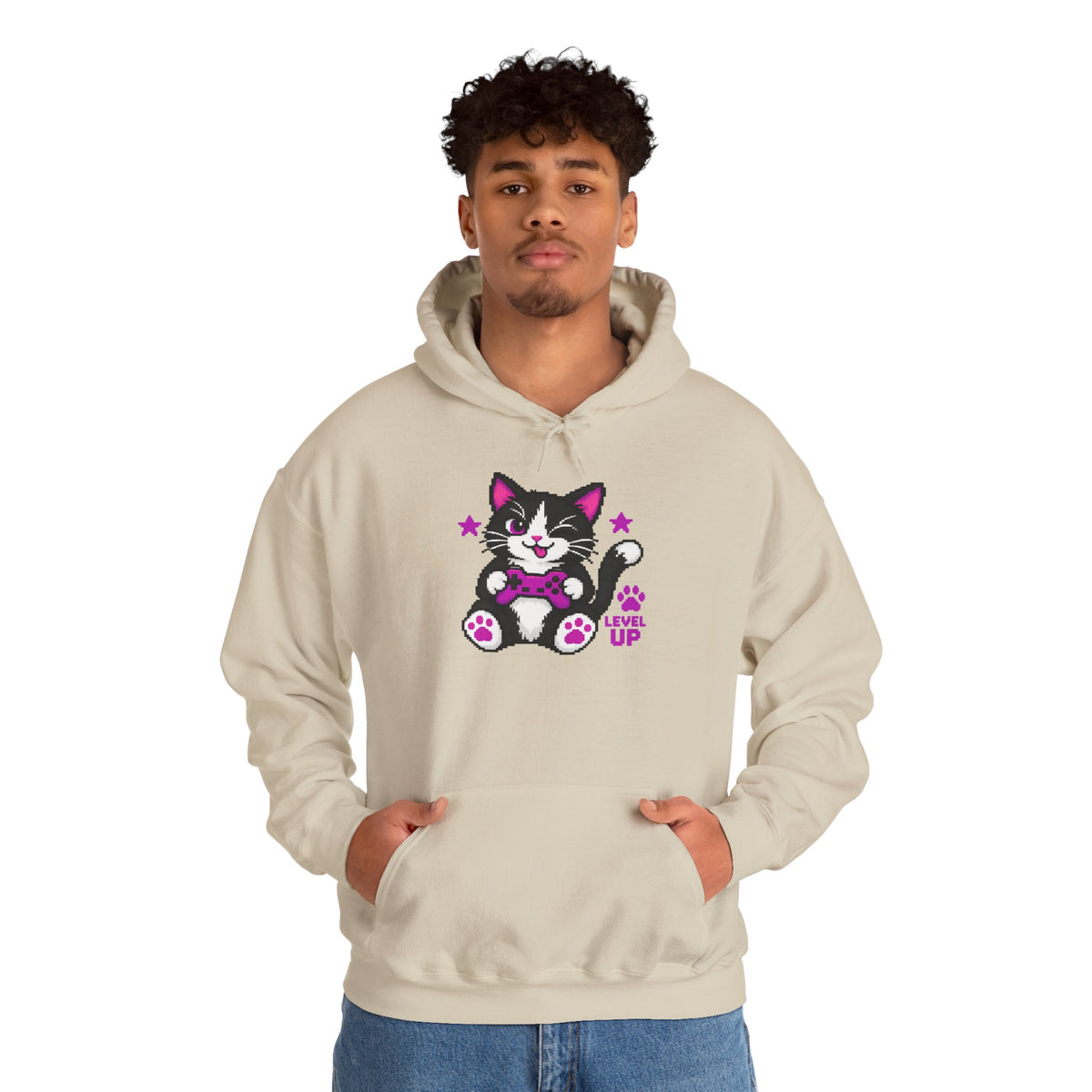 Cute Cat Hoodie - "Level Up"