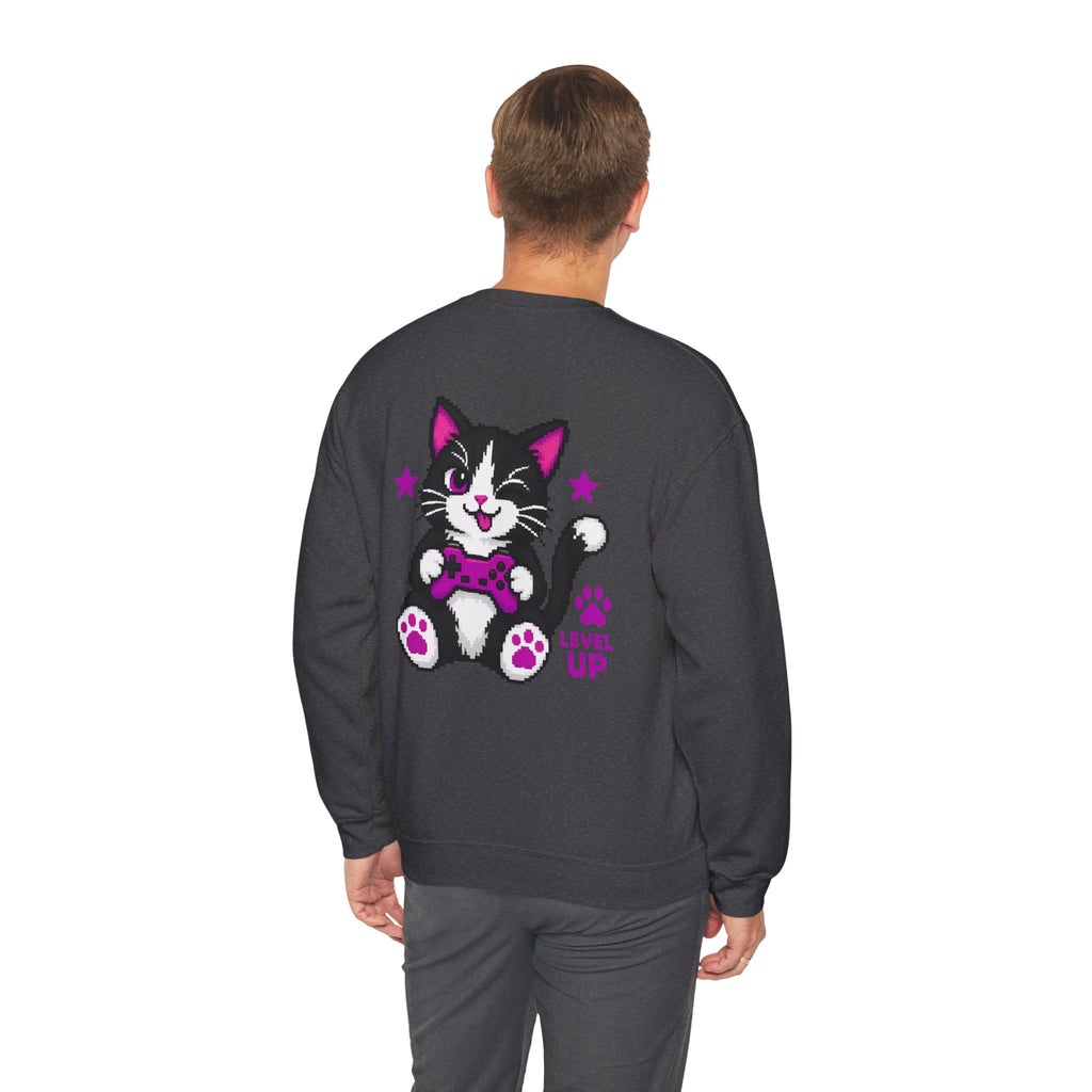Level Up Cat Gamer Sweatshirt Back Printed