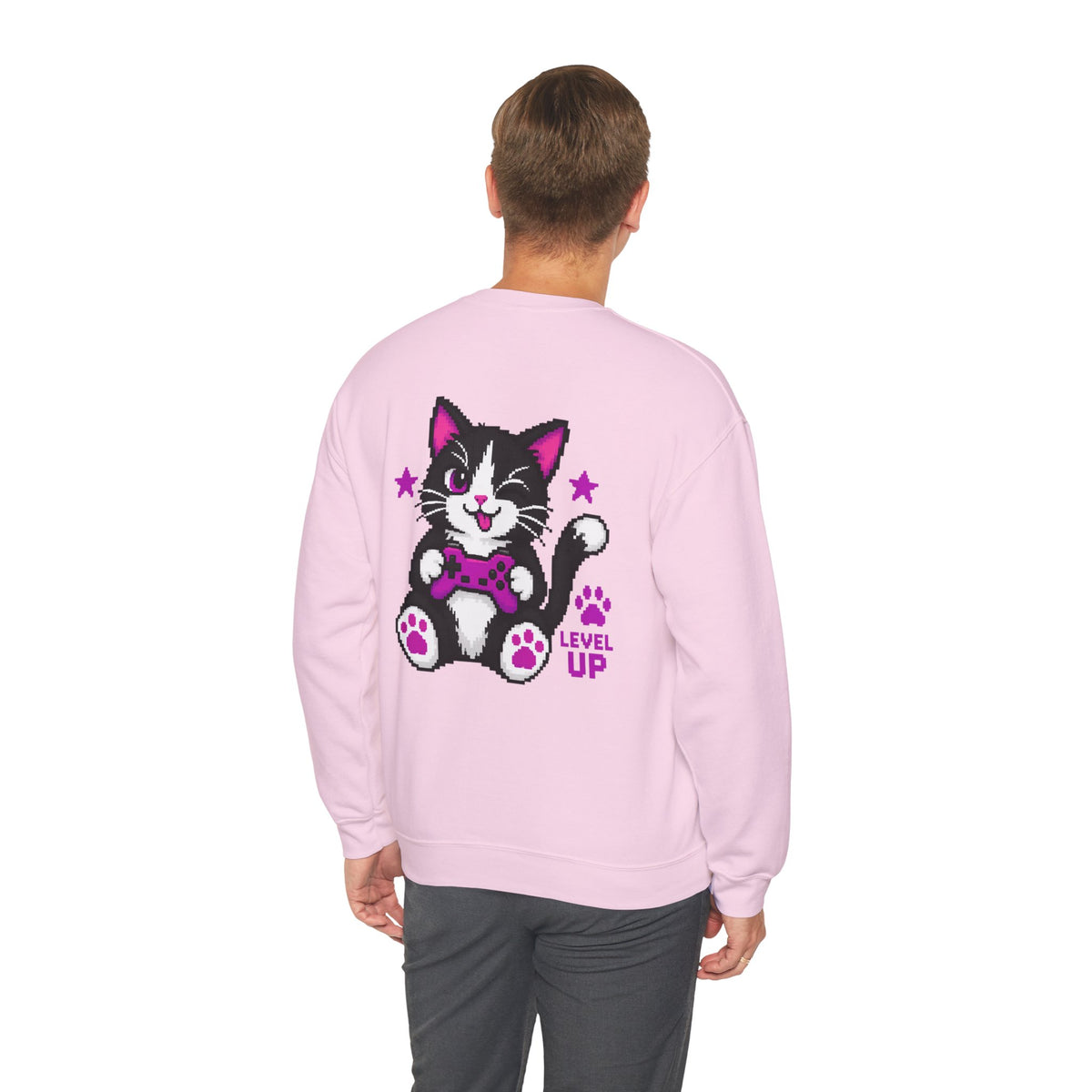 Level Up Cat Gamer Sweatshirt Back Printed
