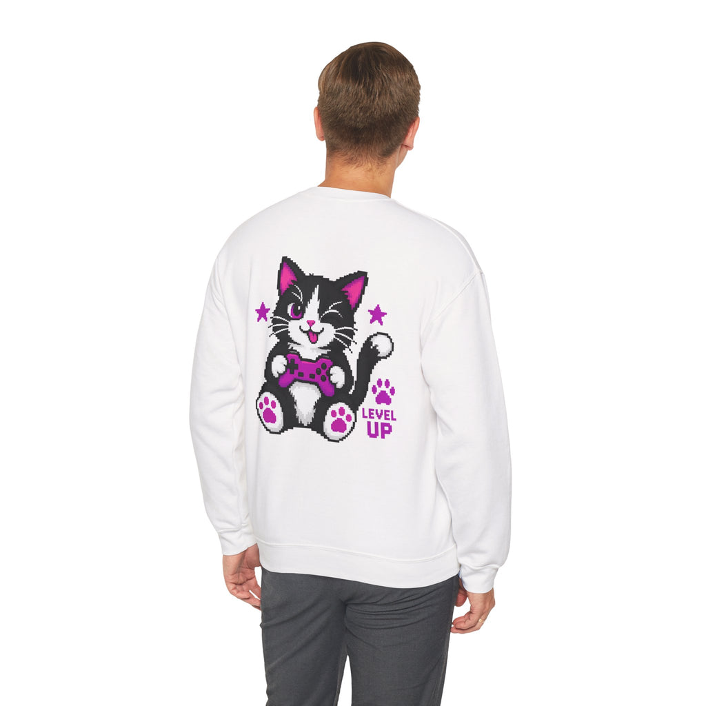 Level Up Cat Gamer Sweatshirt Back Printed