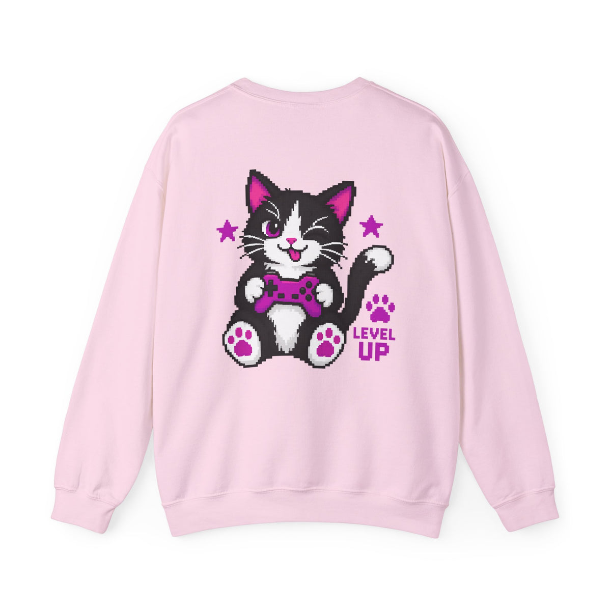 Level Up Cat Gamer Sweatshirt Back Printed