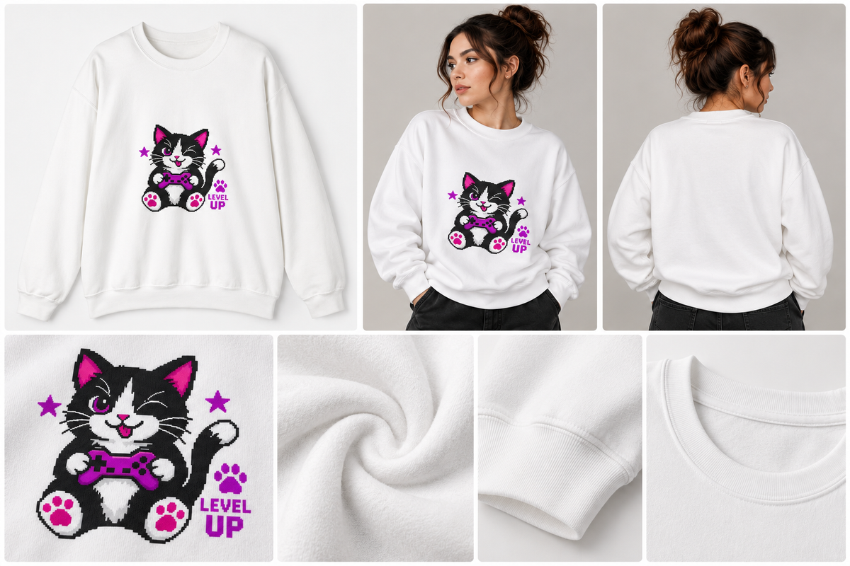 Level Up Gamer Cat Sweatshirt