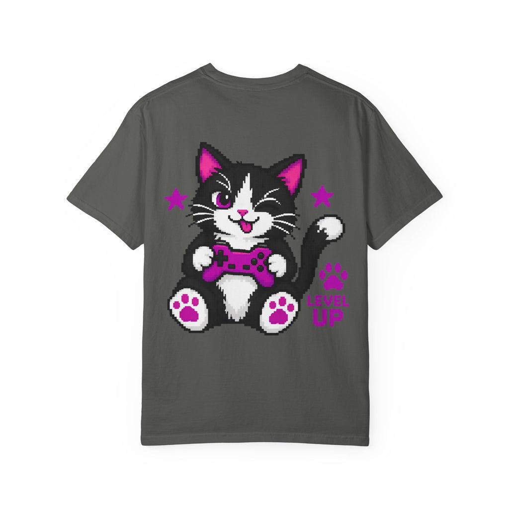 Level Up Cat Gaming T-Shirt Back Printed