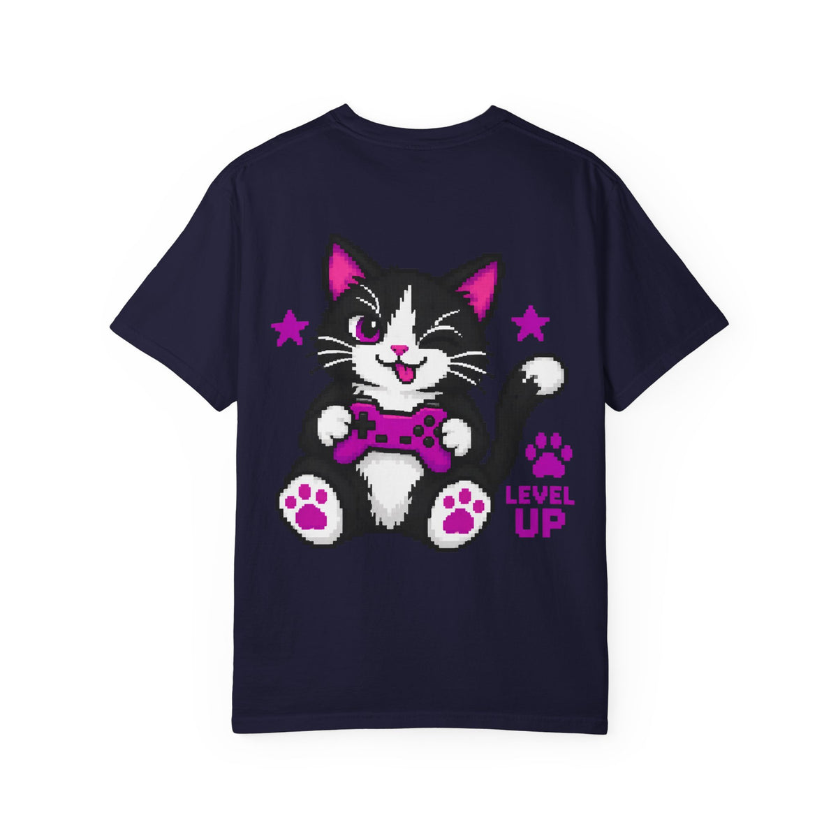 Level Up Cat Gaming T-Shirt Back Printed