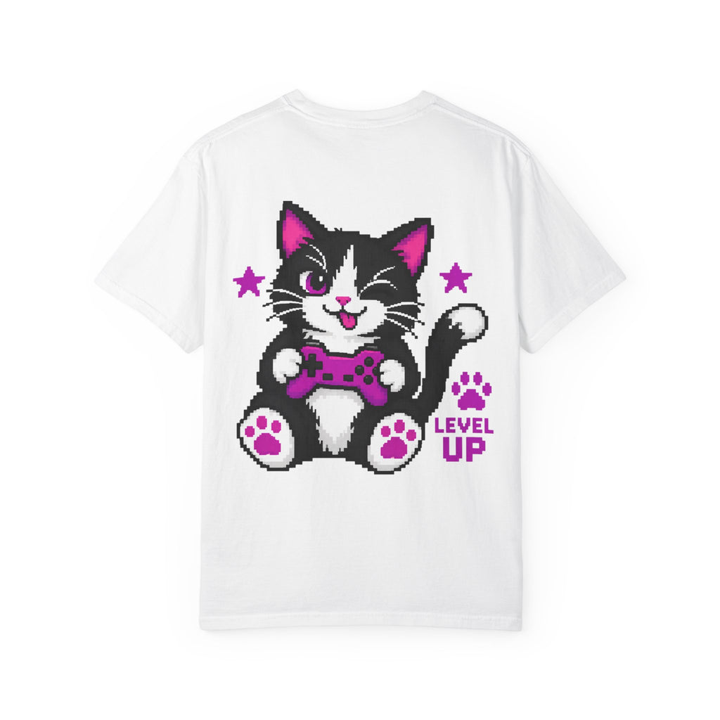 Level Up Cat Gaming T-Shirt Back Printed
