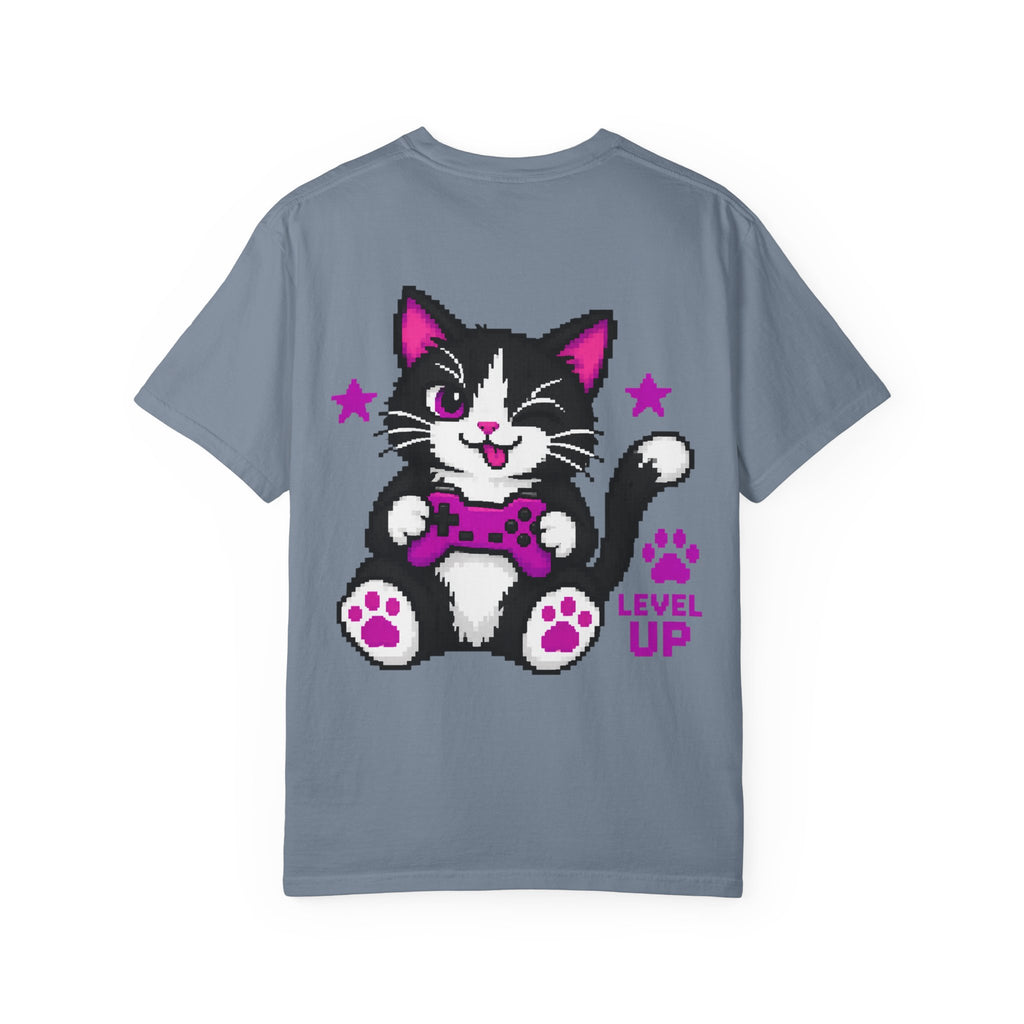Level Up Cat Gaming T-Shirt Back Printed