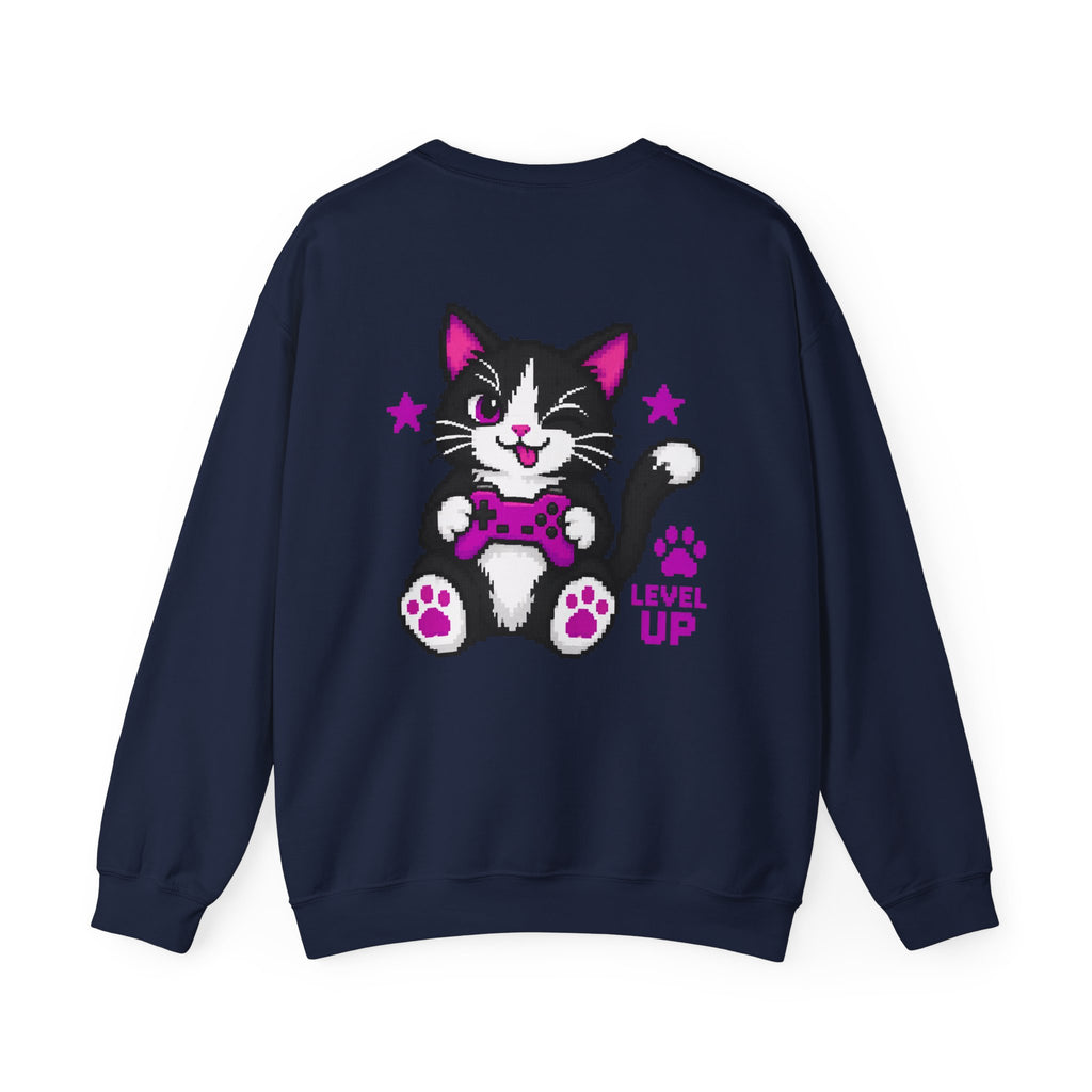 Level Up Cat Gamer Sweatshirt Back Printed